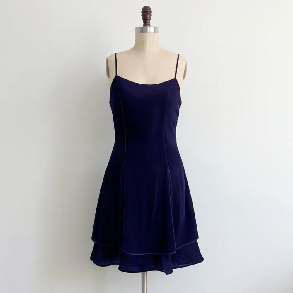 SOLD Vintage 90s Mini Purple Shimmer Dress Layered Sparkle Whimsigoth Prom
